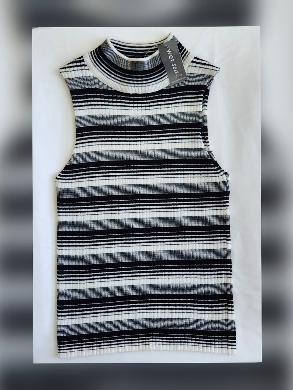 NWT Vintage Y2K Say What? NY Striped Mock Neck Tank Top (Sold at Wet Seal)